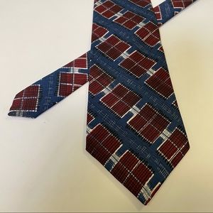 Select Edition Necktie Red Blue White Black Geometric Pattern